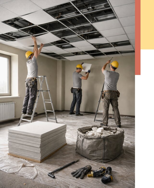 Демонтаж потолка Армстронг в Вичуге от 4572 руб. быстро и недорого | ОТДЕЛОЧНИК-Вчг