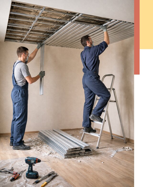 Демонтаж реечного потолка в Вичуге от 4572 руб. быстро и недорого | ОТДЕЛОЧНИК-Вчг