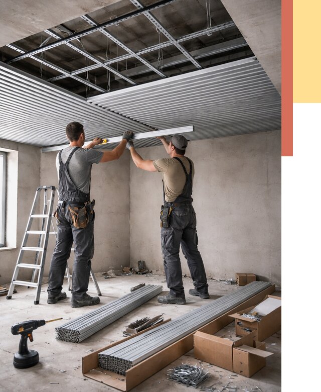 Монтаж реечного потолка в Вичуге от 4572 руб. под ключ | ОТДЕЛОЧНИК-Вчг