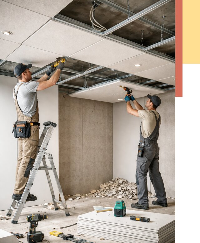 Монтаж акустического потолка в Вичуге от 6603 руб/м2 — быстро и недорого | ОТДЕЛОЧНИК-Вчг