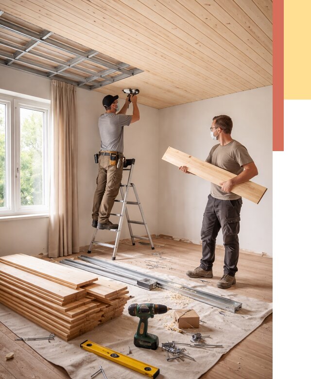 Монтаж потолка из вагонки в Вичуге от 6603 руб. | Быстро и недорого — ОТДЕЛОЧНИК-Вчг