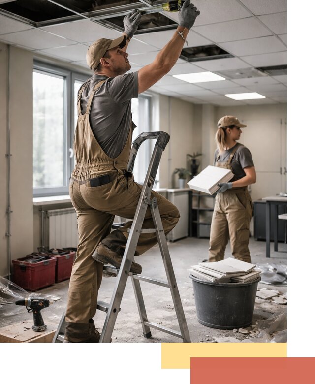 Ремонт потолка Армстронг и замена плит в Вичуге