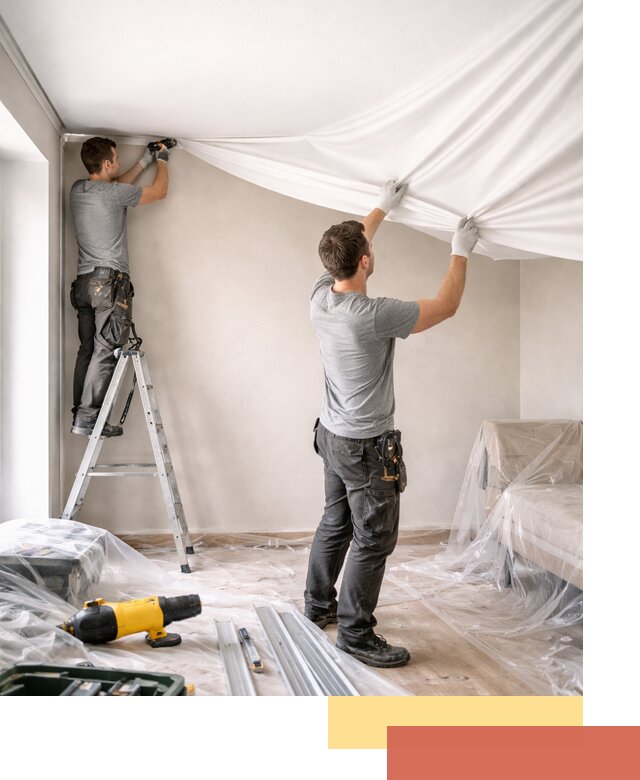 Монтаж тканевого натяжного потолка в Вичуге недорого и быстро