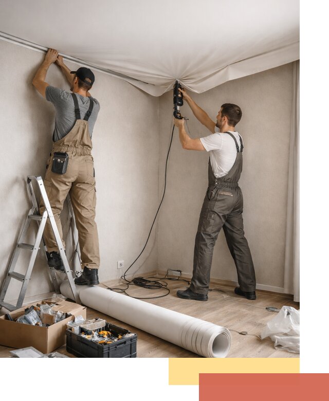 Монтаж цветного натяжного потолка в Вичуге за один день