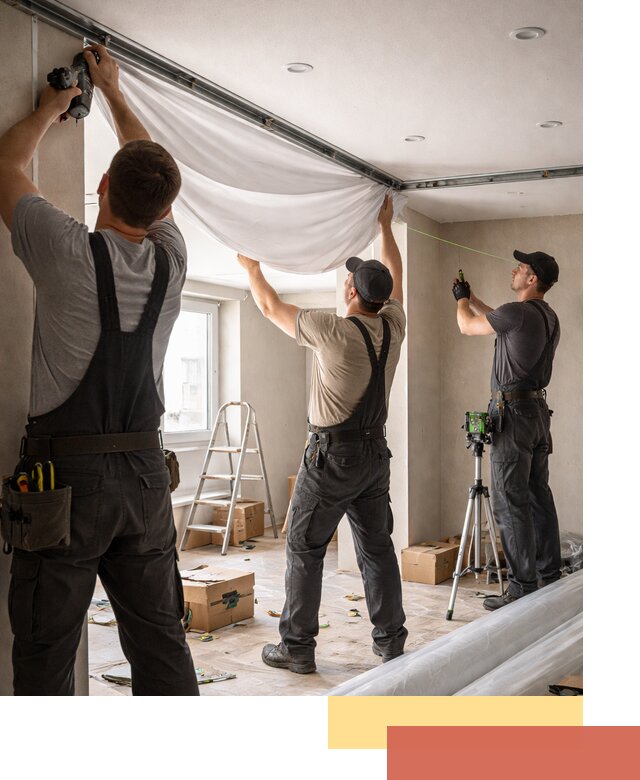 Монтаж парящего натяжного потолка под ключ в Вичуге