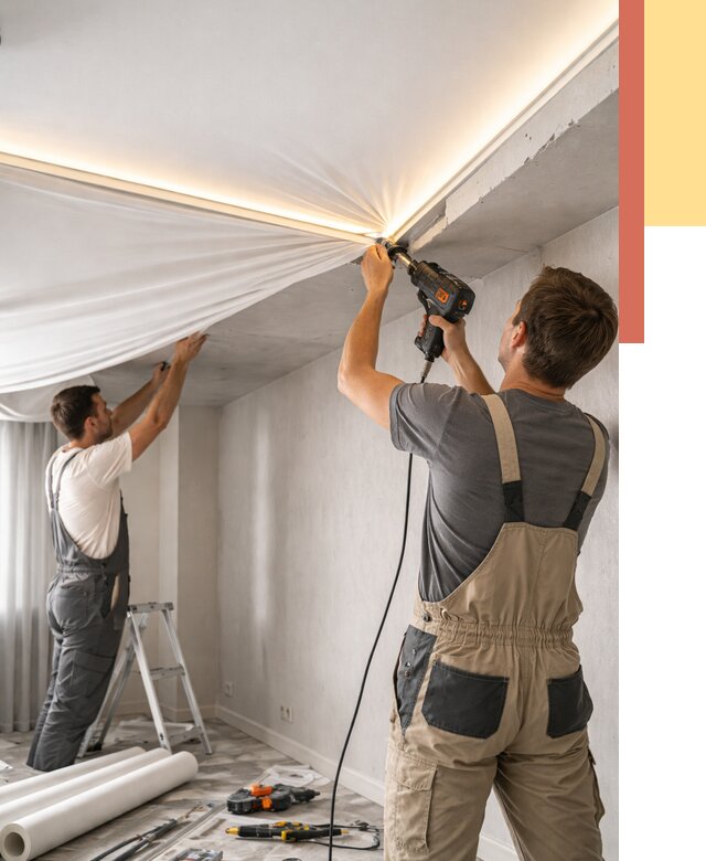 Монтаж натяжного потолка с подсветкой в Вичуге от 965 руб. | ОТДЕЛОЧНИК-Вчг