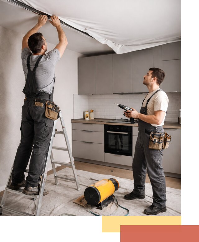 Монтаж натяжного потолка на кухне в Вичуге