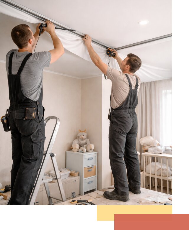 Монтаж натяжного потолка в детской комнате в Вичуге