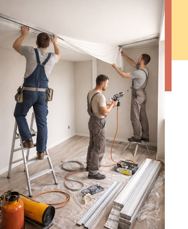 Монтаж натяжного потолка в студии в Вичуге от 5587 руб. — быстро и недорого | ОТДЕЛОЧНИК-Вчг