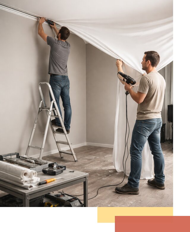 Монтаж натяжного потолка в студии в Вичуге