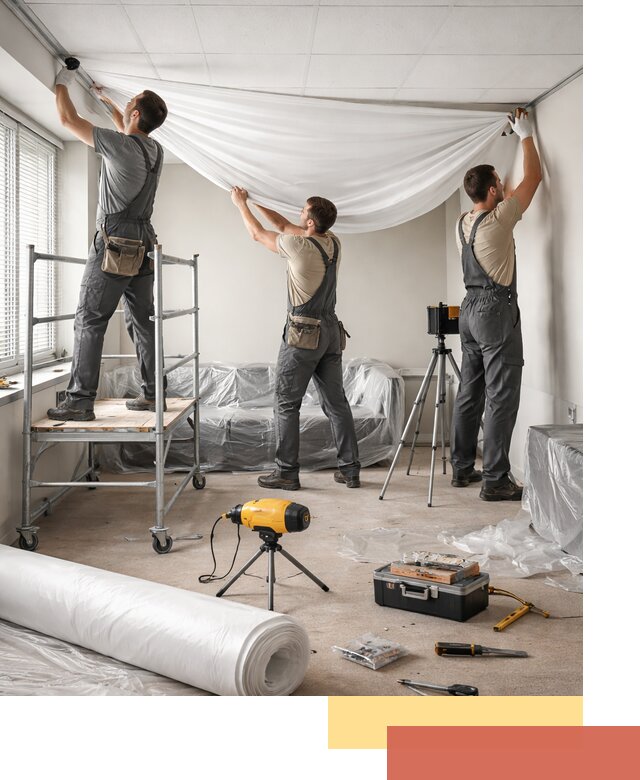 Монтаж натяжного потолка в офисе в Вичуге