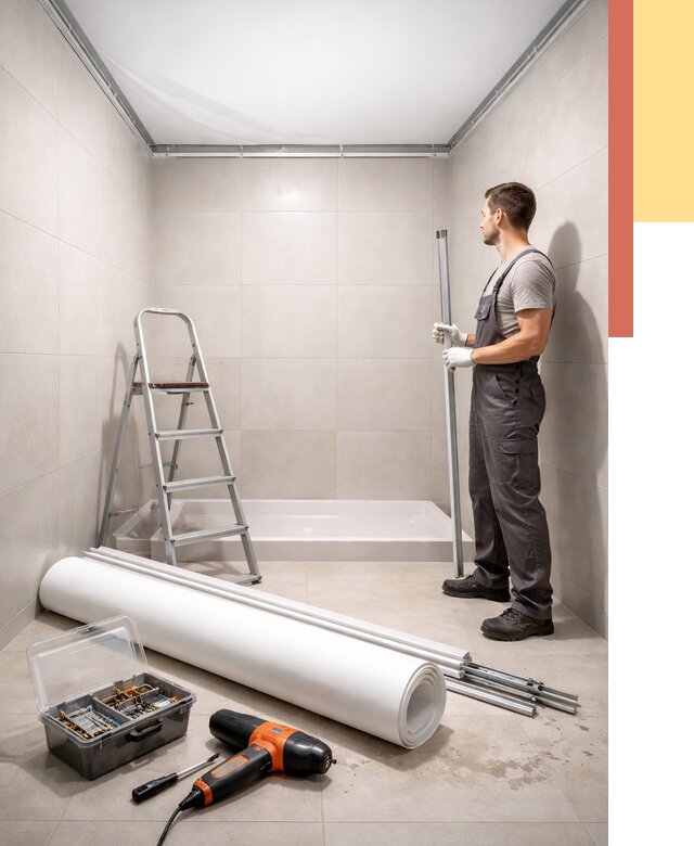 Монтаж натяжного потолка в санузле в Вичуге от 1879 руб. — ОТДЕЛОЧНИК-Вчг