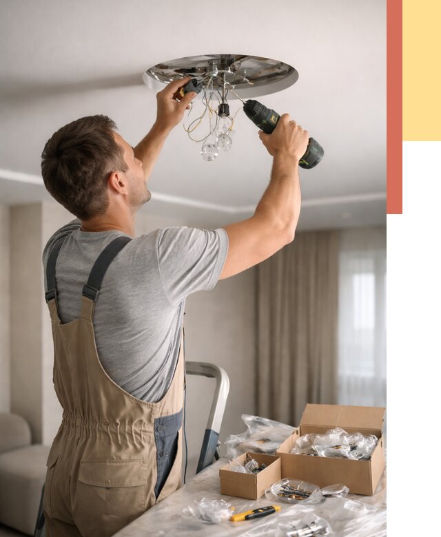 Установка люстры в натяжной потолок в Вичуге от 1219 руб. | Быстро и недорого — ОТДЕЛОЧНИК-Вчг