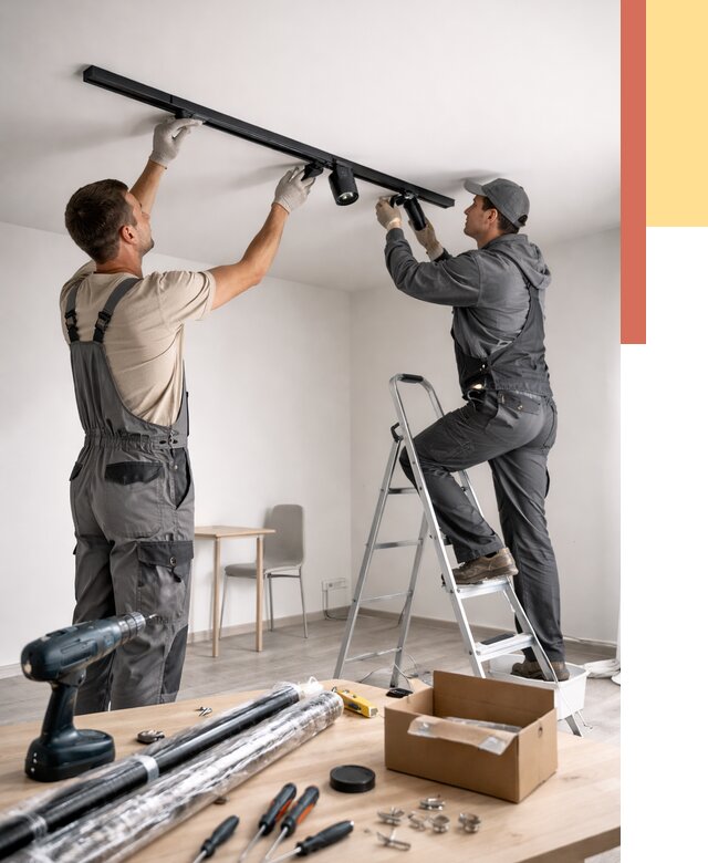 Установка трековых светильников в натяжной потолок в Вичуге от 4267 руб. | ОТДЕЛОЧНИК-Вчг