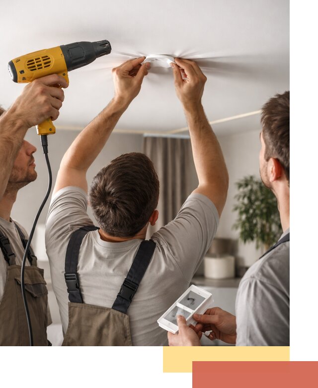 Ремонт прокола полотна натяжного потолка в Вичуге