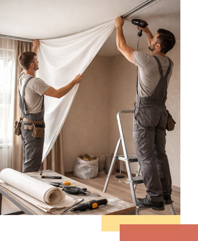 Замена полотна натяжного потолка в Вичуге быстро и качественно