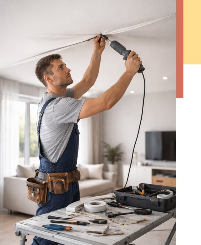 Ремонт натяжных потолков в Вичуге от 9651 руб. под ключ — ОТДЕЛОЧНИК-Вчг