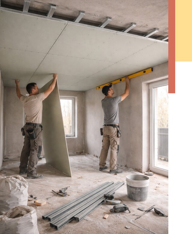 Одноуровневый потолок из гипсокартона в Вичуге от 762 руб. — монтаж под ключ | ОТДЕЛОЧНИК-Вчг