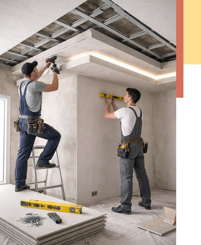 Двухуровневый потолок из гипсокартона в Вичуге от 1473 руб. под ключ | ОТДЕЛОЧНИК-Вчг