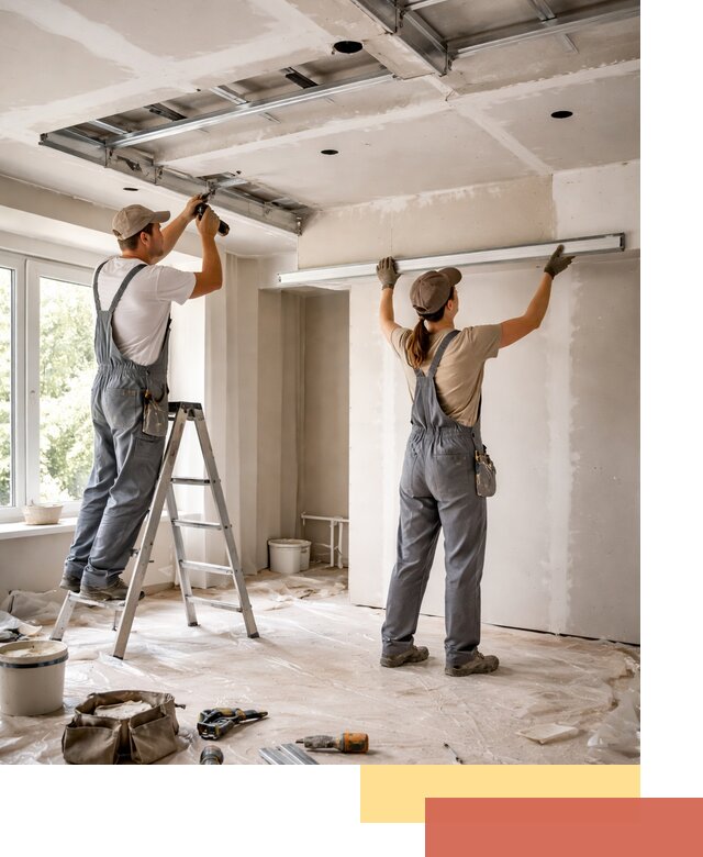 Монтаж многоуровневого потолка из гипсокартона в Вичуге