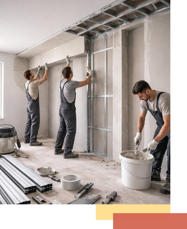 Монтаж потолка из гипсокартона с нишей в Вичуге