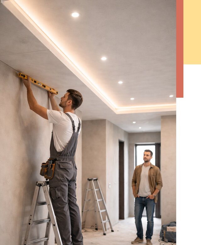 Потолок из гипсокартона с подсветкой в Вичуге от 762 руб./м2 под ключ | ОТДЕЛОЧНИК-Вчг