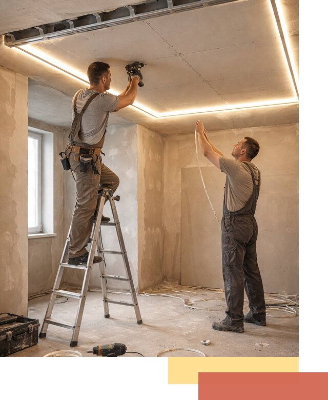 Потолок из гипсокартона с подсветкой в Вичуге