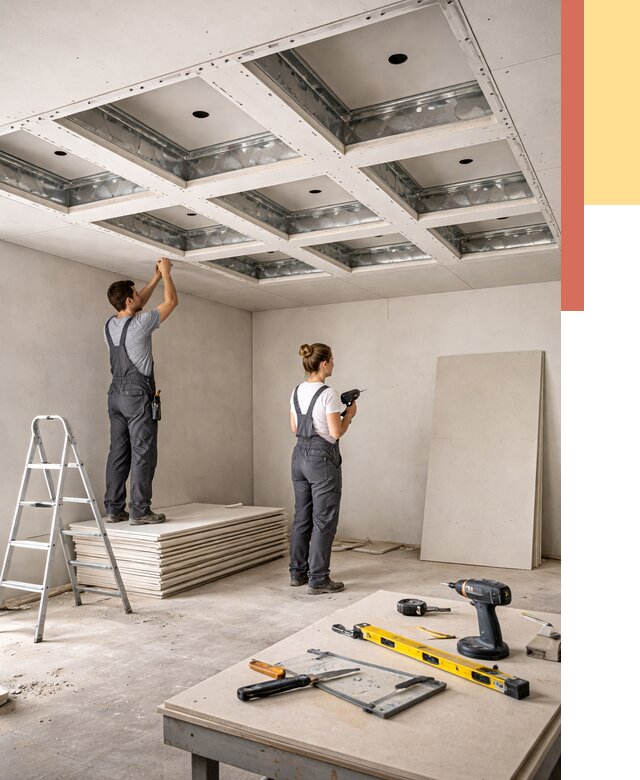 Кессонный потолок из гипсокартона в Вичуге от 1879 руб. — монтаж и под ключ | ОТДЕЛОЧНИК-Вчг