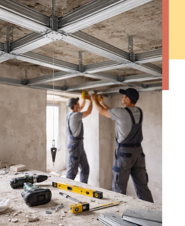 Монтаж каркаса потолка из профиля в Вичуге от 4572 руб. — услуги ОТДЕЛОЧНИК-Вчг