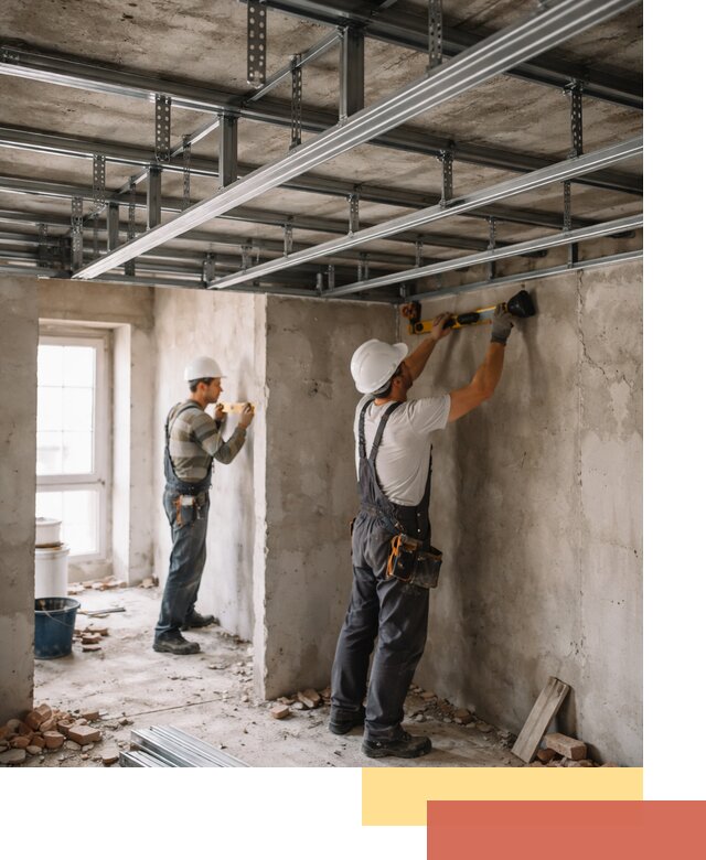 Монтаж каркаса потолка из профильного профиля в Вичуге