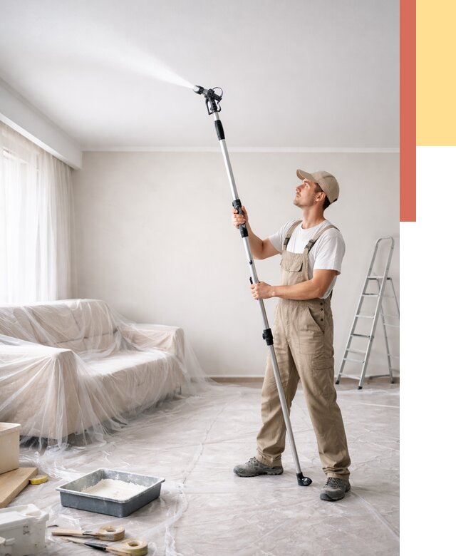 Покраска потолка краскопультом в Вичуге от 4572 руб. быстро и недорого | ОТДЕЛОЧНИК-Вчг