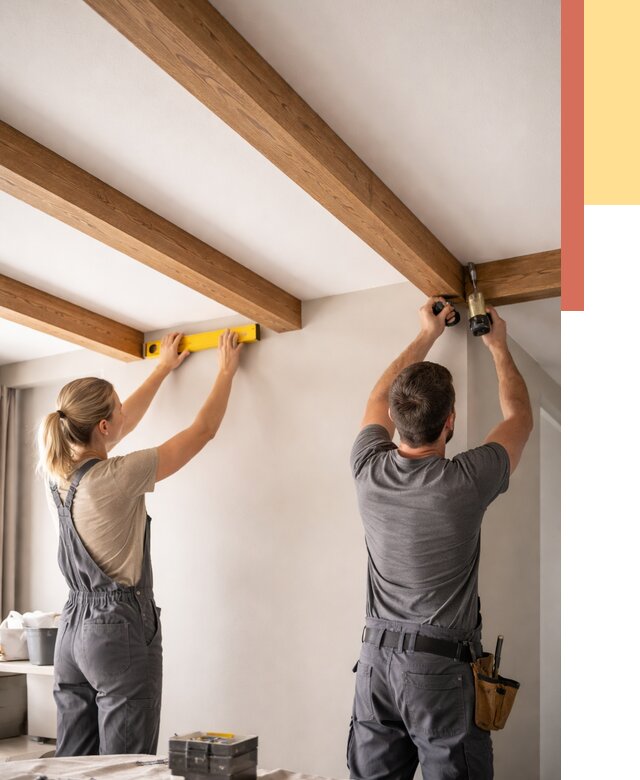 Монтаж декоративных балок на потолок в Вичуге от 4267 руб. — ОТДЕЛОЧНИК-Вчг