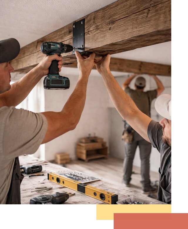 Монтаж декоративных потолочных балок в Вичуге